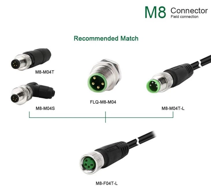 Industrial Pre-Wired M8 Connector Cable 4-Pin Female Cable